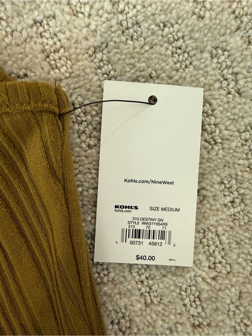 Nine West Ribbed Sleeveless Midi Dress - Olive - Picture 3 of 4